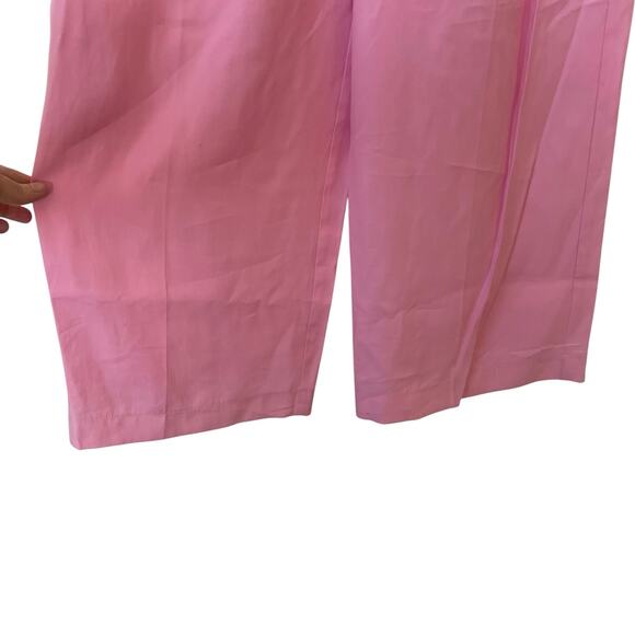ZARA Women Pleated Wide Leg High Rise Trouser in Pink Size Medium - Picture 4 of 8